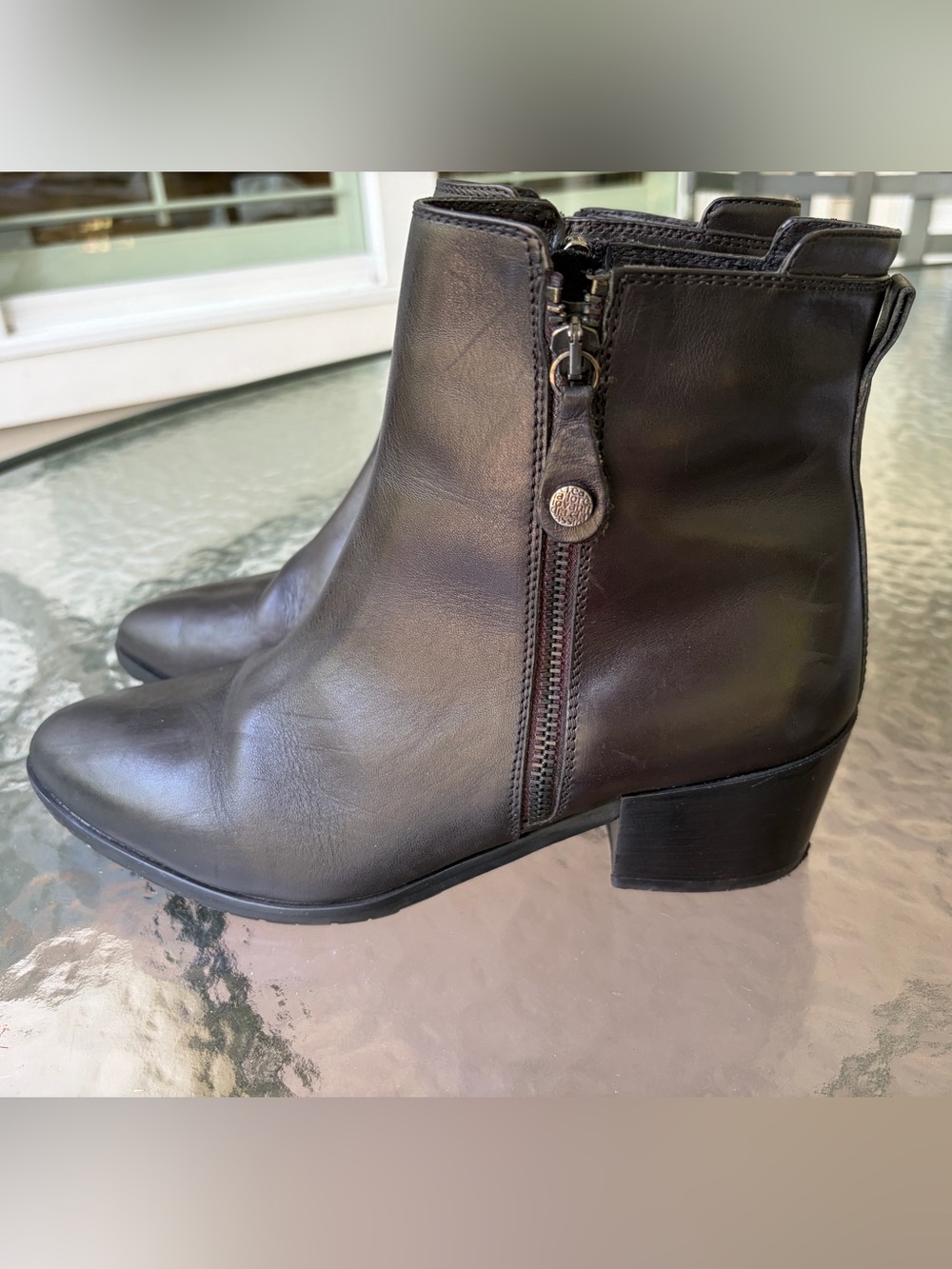 Fabianelli Black Italian Leather Ankle Boots Size 40 Double Zipper Made In Italy